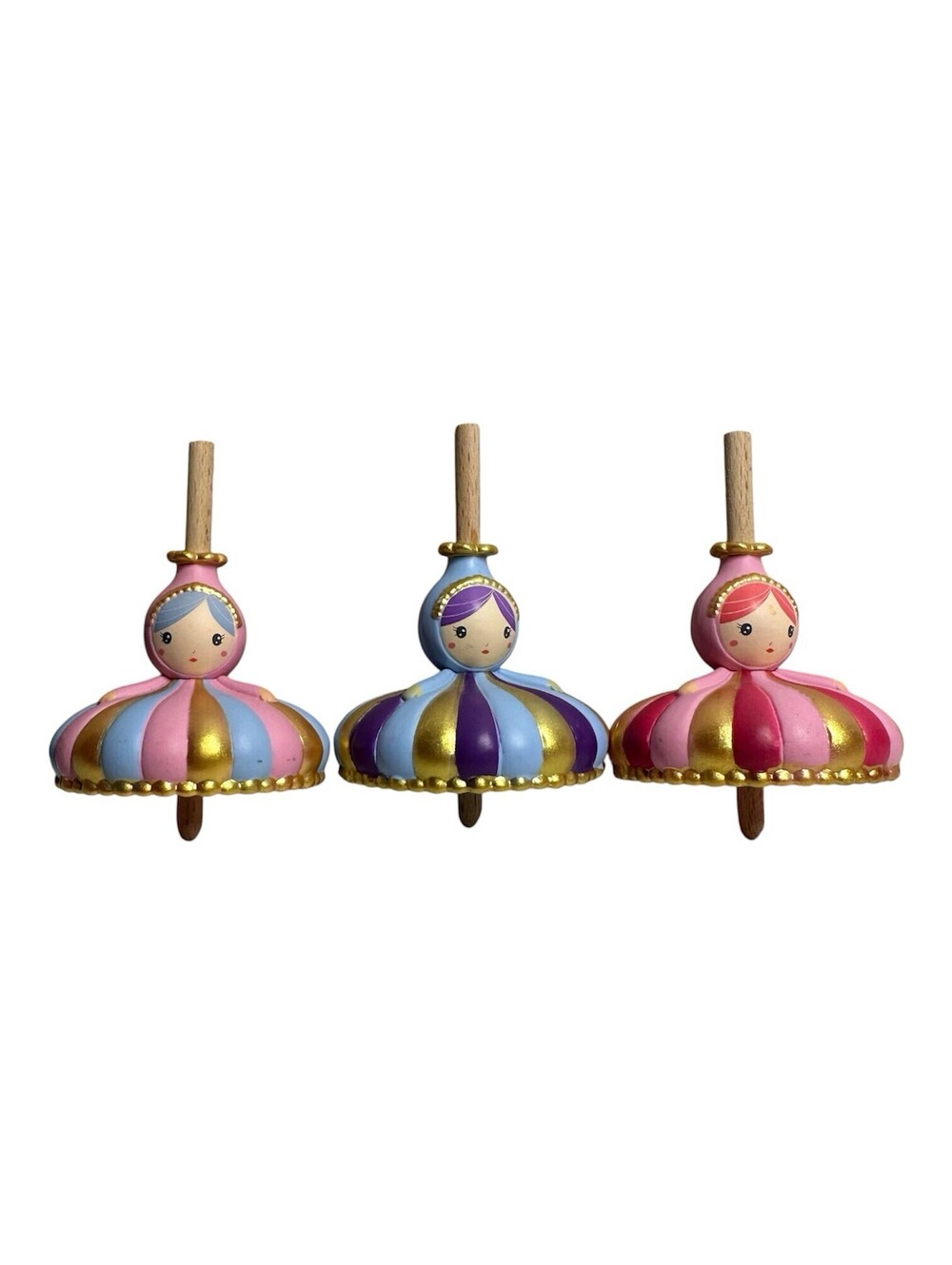 Djeco Little Big Room Wood Princess Pink Purple Gold Spinning Tops